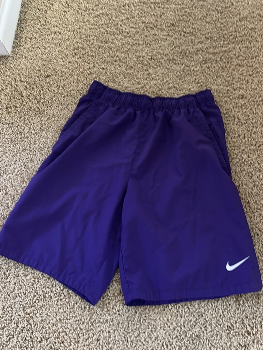 Nike Men’s Purple Athletic Shorts with White Swoosh